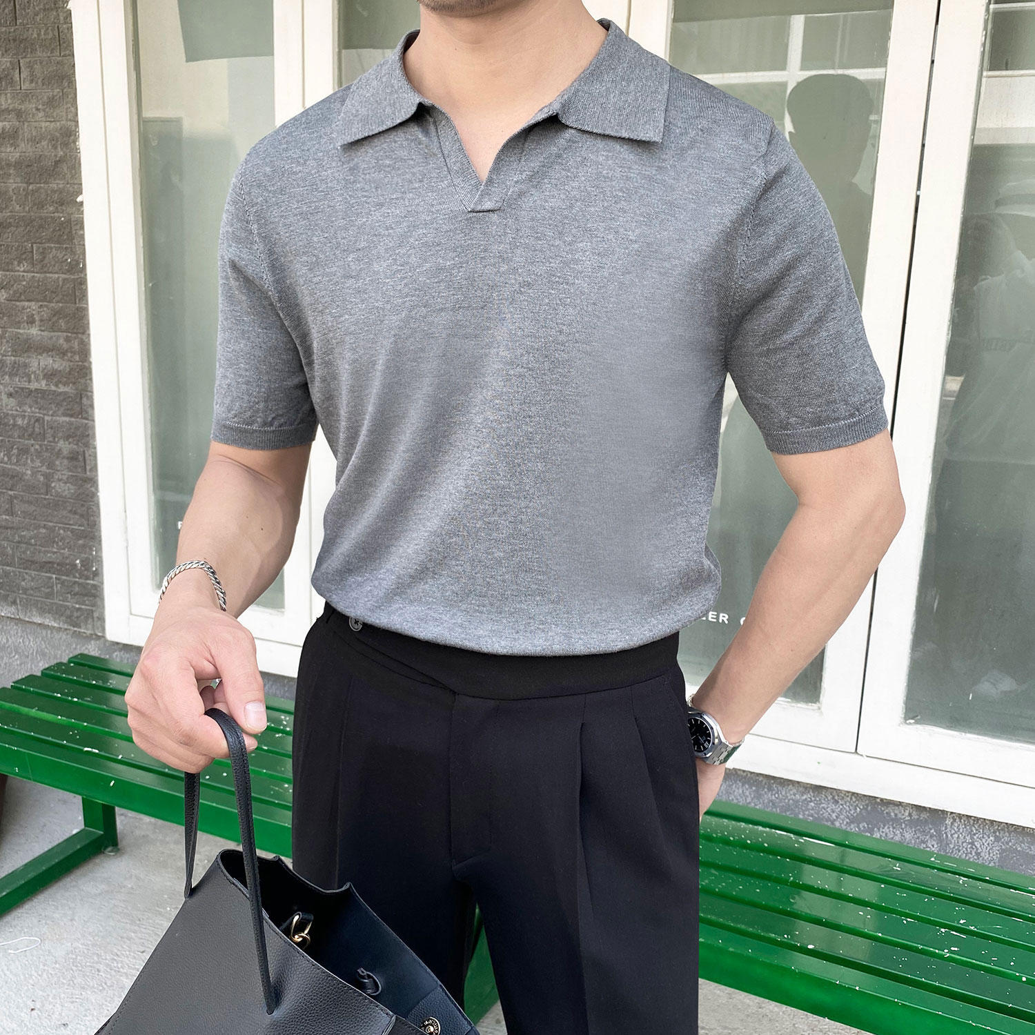 Belmont Lyocell Knit Open Collar Polo