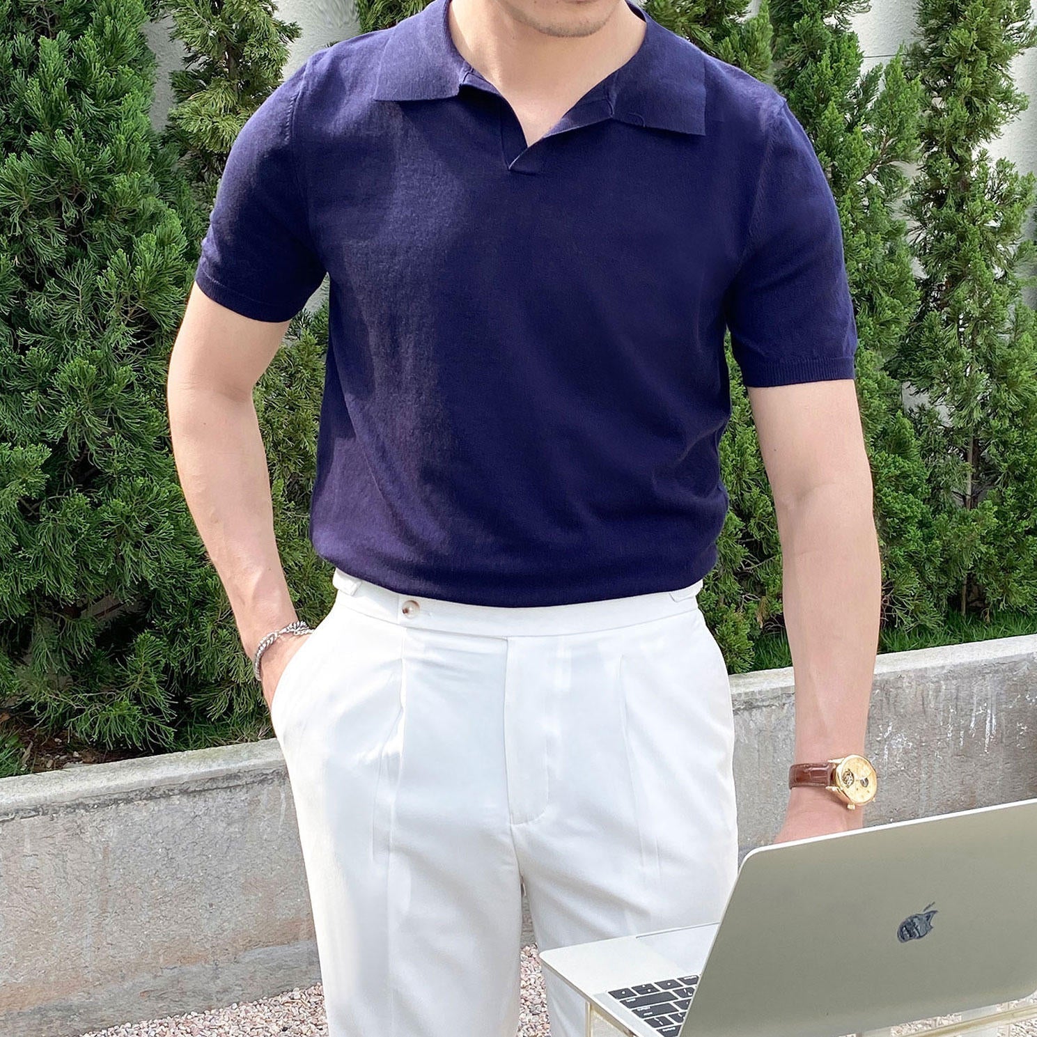Belmont Lyocell Knit Open Collar Polo