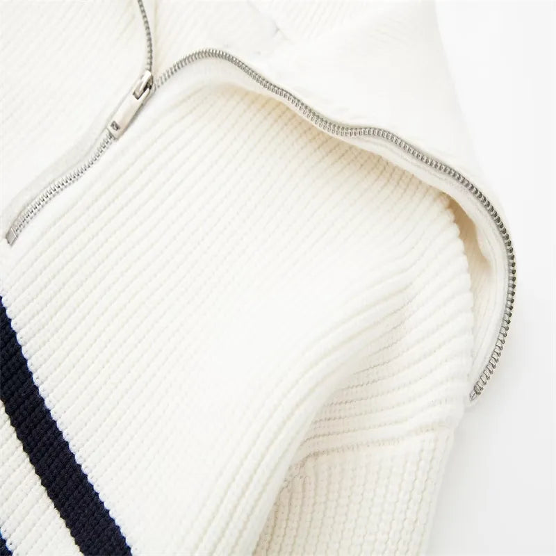 Belmont Striped Zip Up Sweater