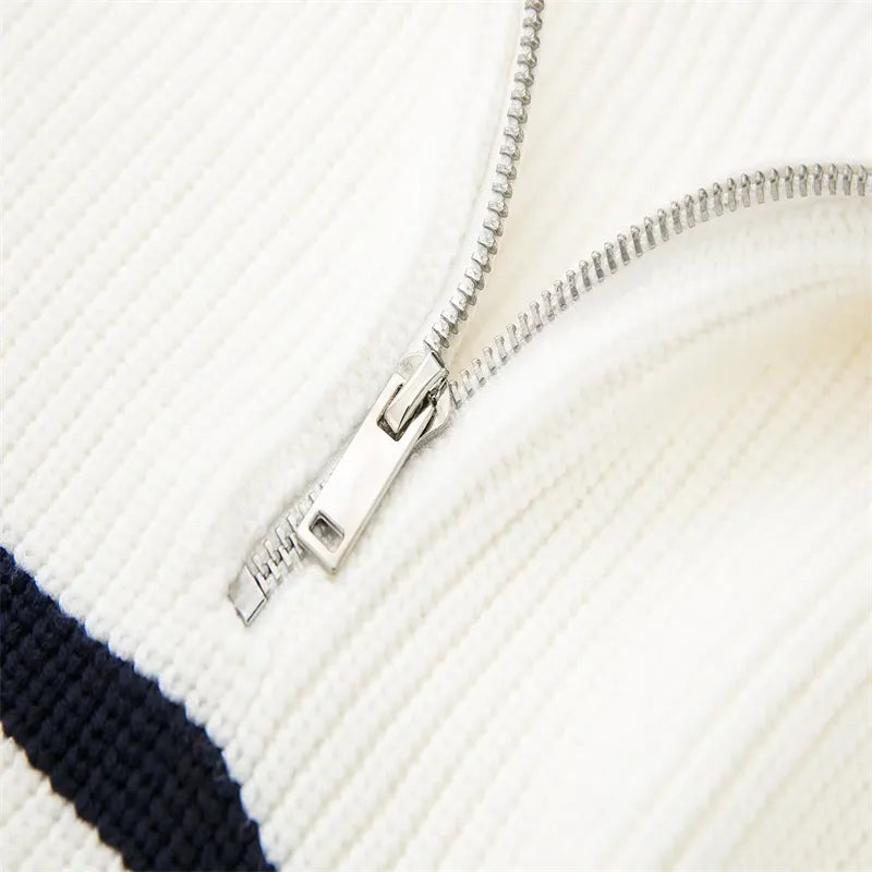 Belmont Striped Zip Up Sweater