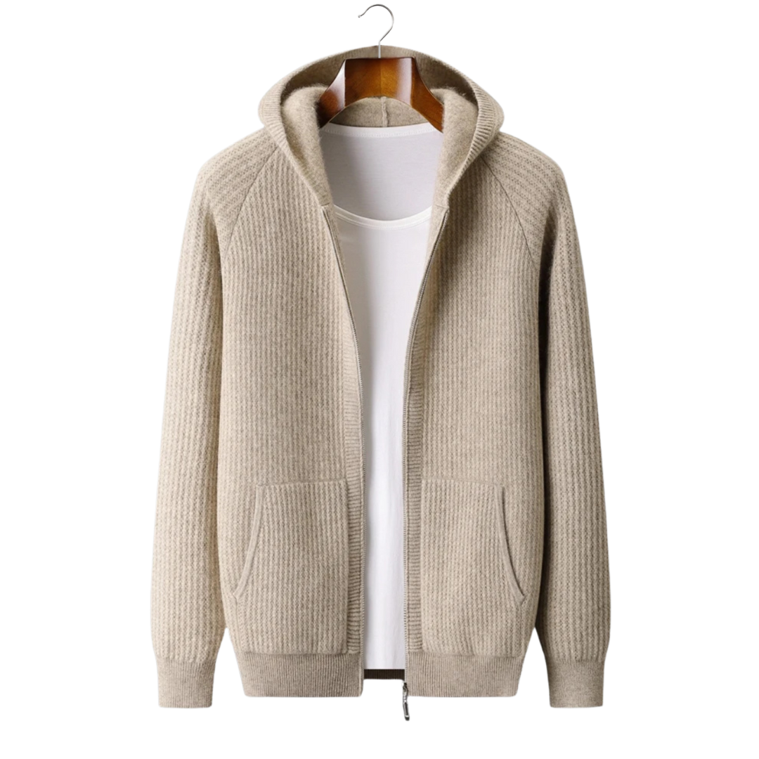 BELMONT WOOL RIBBED ZIPPER HOODIE