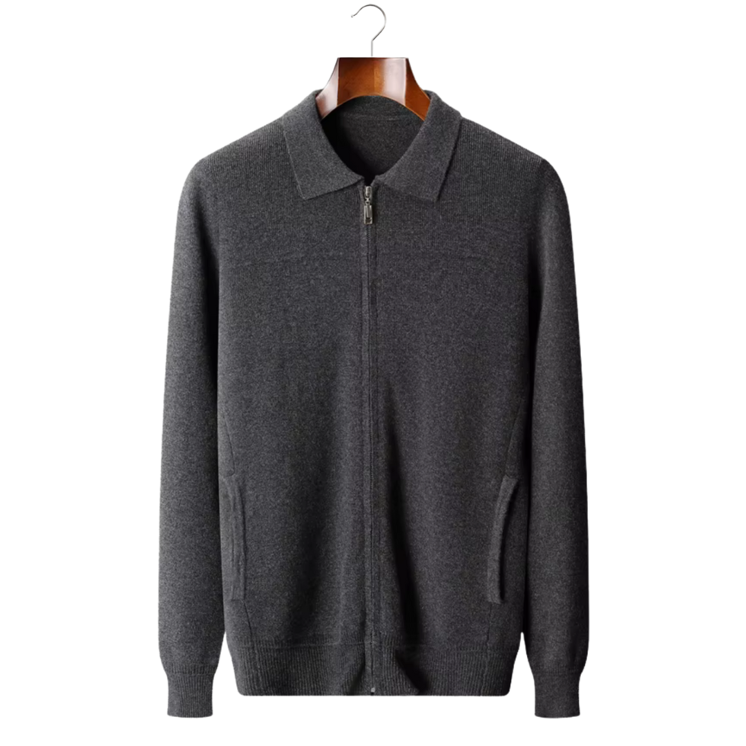 Belmont Wool Ribbed Polo Cardigan