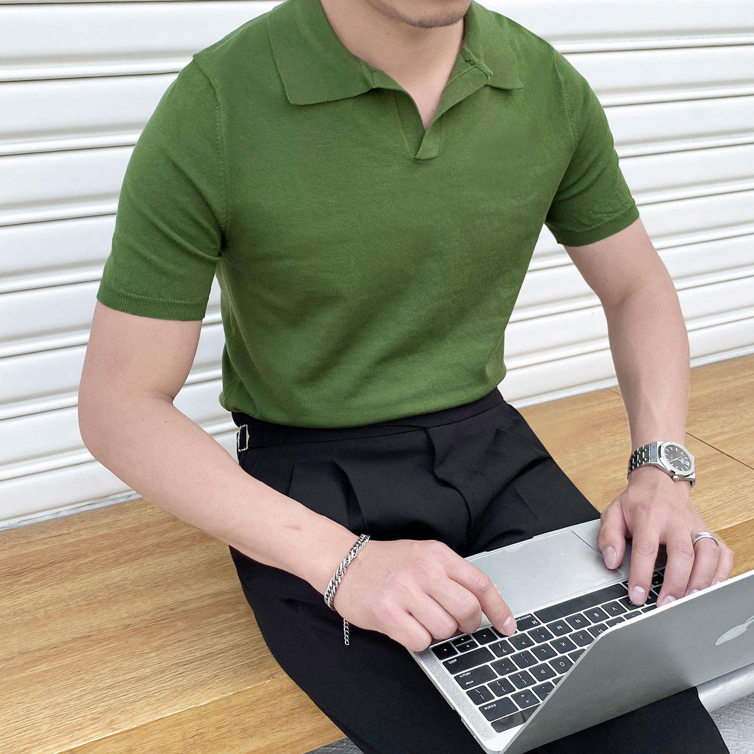 Belmont Lyocell Knit Open Collar Polo