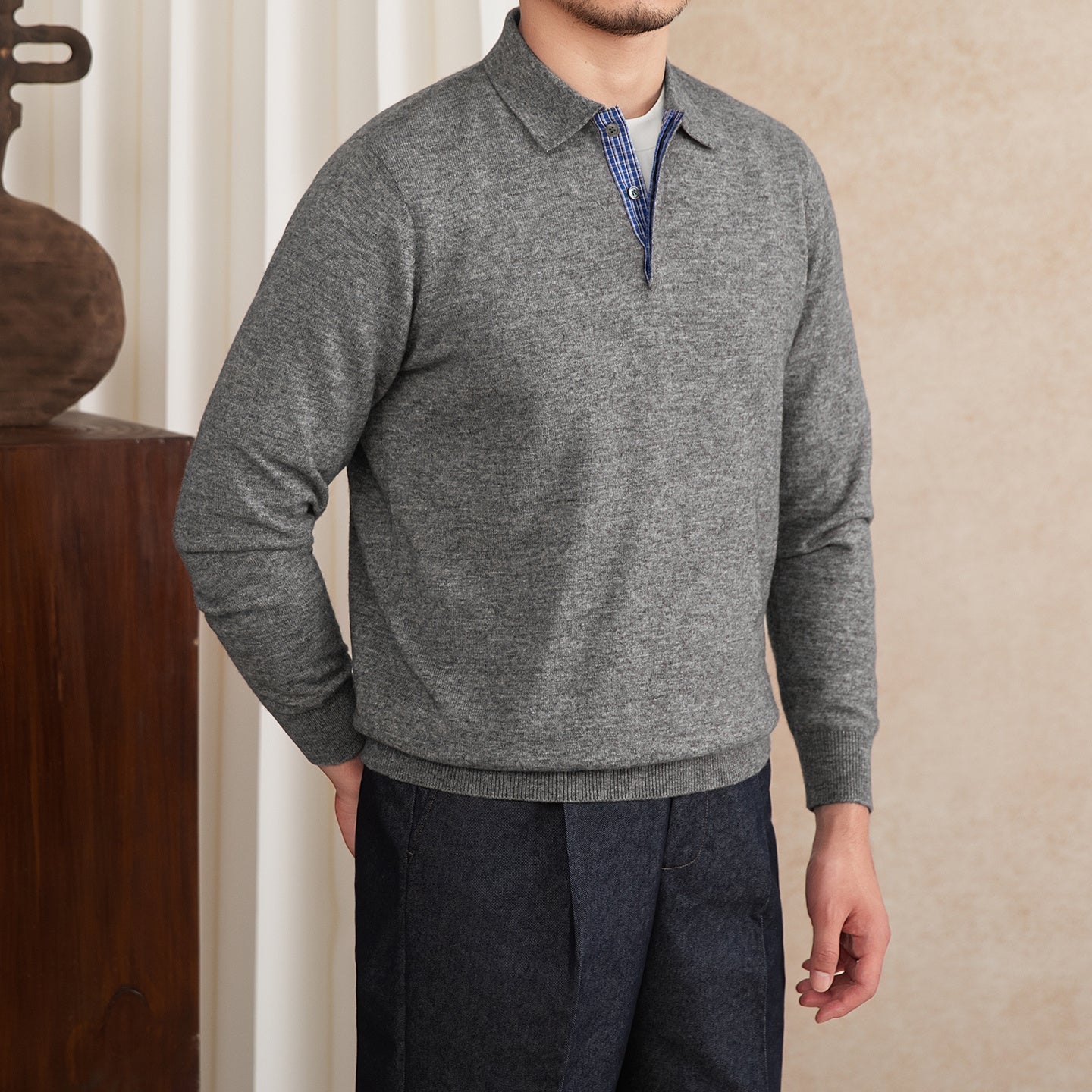Belmont Wool Blend Long Sleeve Polo