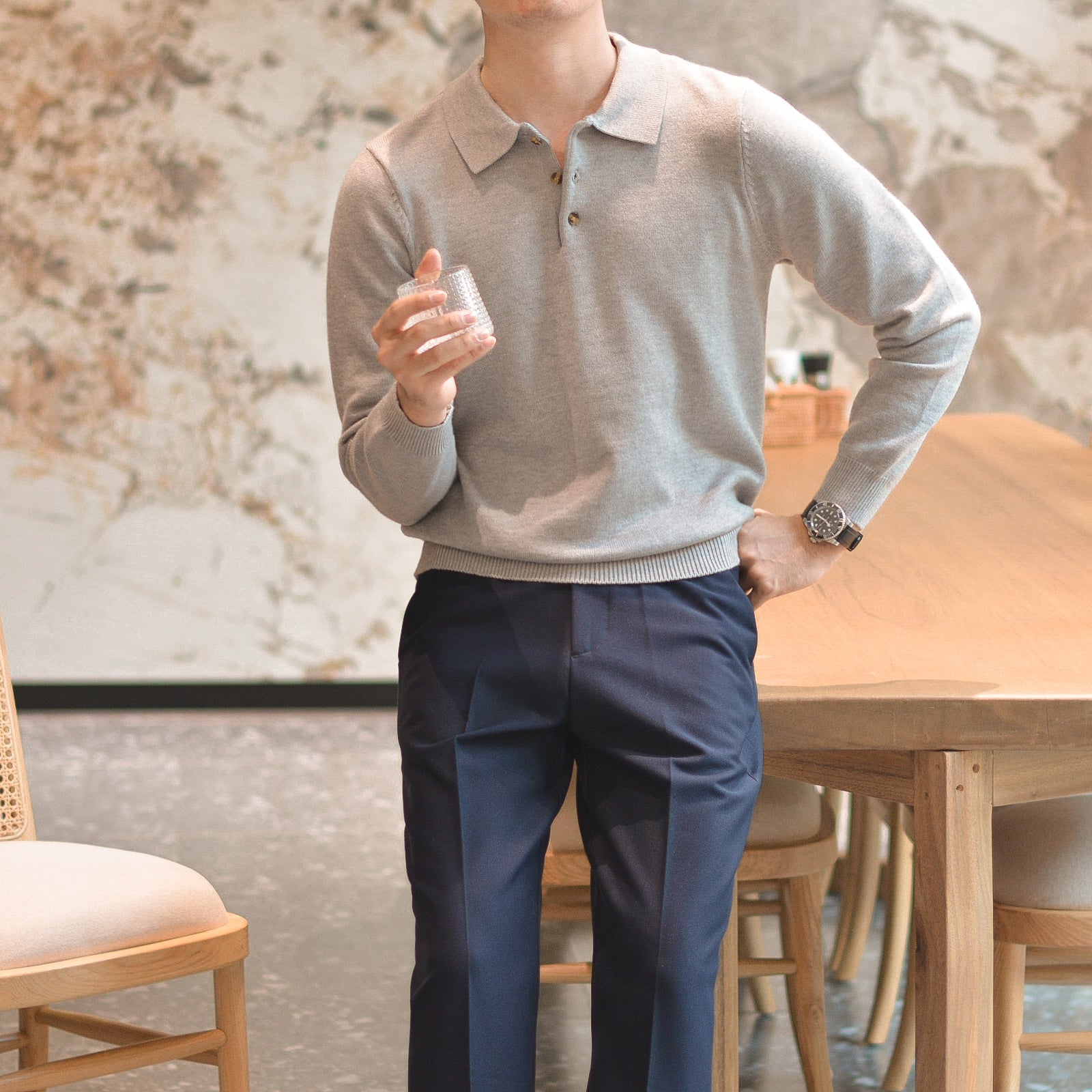 Belmont Everyday Long Sleeve Knit Polo Shirt